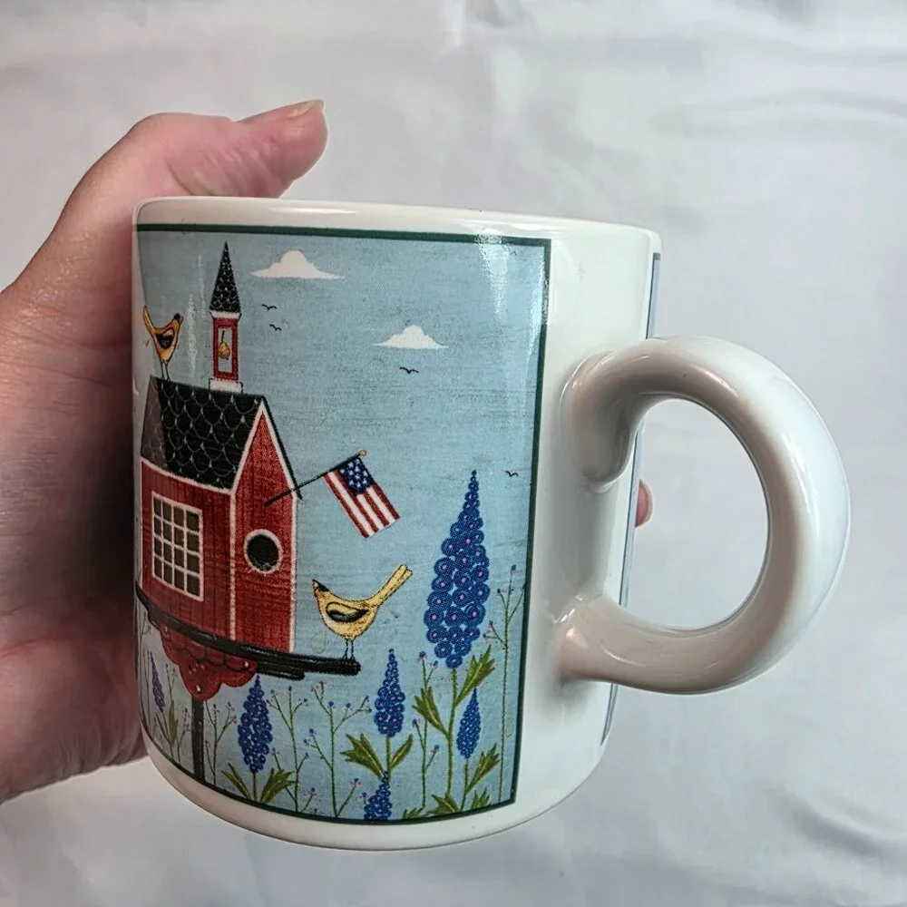Sakura Birdhouses Creamer Blue with White Birdhouse Warren Kimball